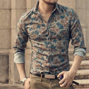 299 Rs Only Flower Style Casual Men Shirt Long Sleeve Thesparkshop.In